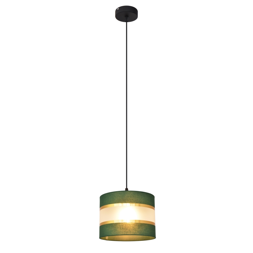 Luster na lanku HELEN 1xE27/15W/230V pr. 20 cm zelená/zlatá