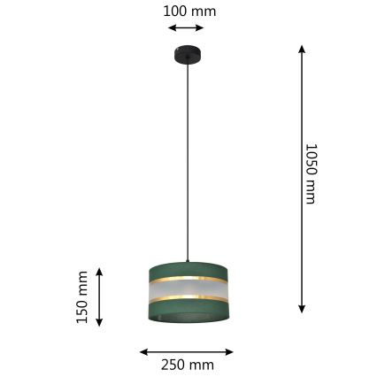 Luster na lanku HELEN 1xE27/15W/230V pr. 25 cm zelená/zlatá