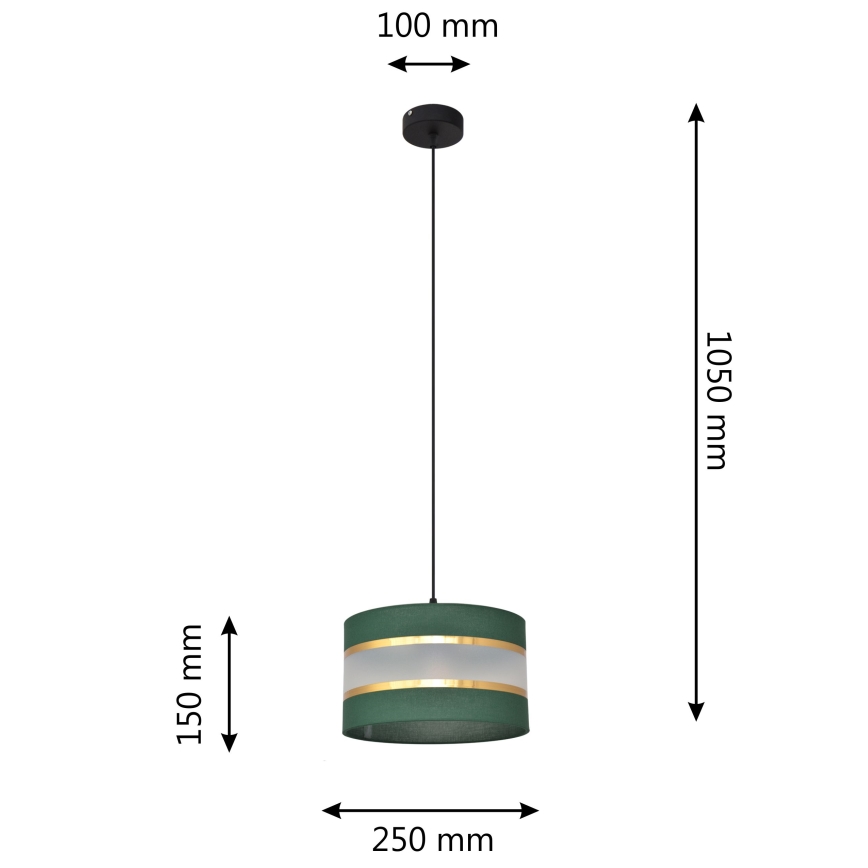 Luster na lanku HELEN 1xE27/15W/230V pr. 25 cm zelená/zlatá