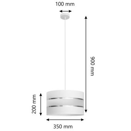 Luster na lanku HELEN 1xE27/15W/230V pr. 35 cm biela