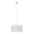 Luster na lanku HELEN 1xE27/15W/230V pr. 35 cm biela/zlatá