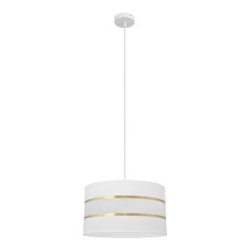 Luster na lanku HELEN 1xE27/15W/230V pr. 35 cm biela/zlatá