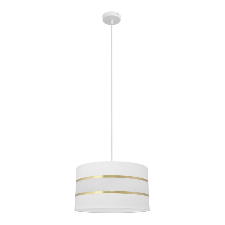 Luster na lanku HELEN 1xE27/15W/230V pr. 35 cm biela/zlatá