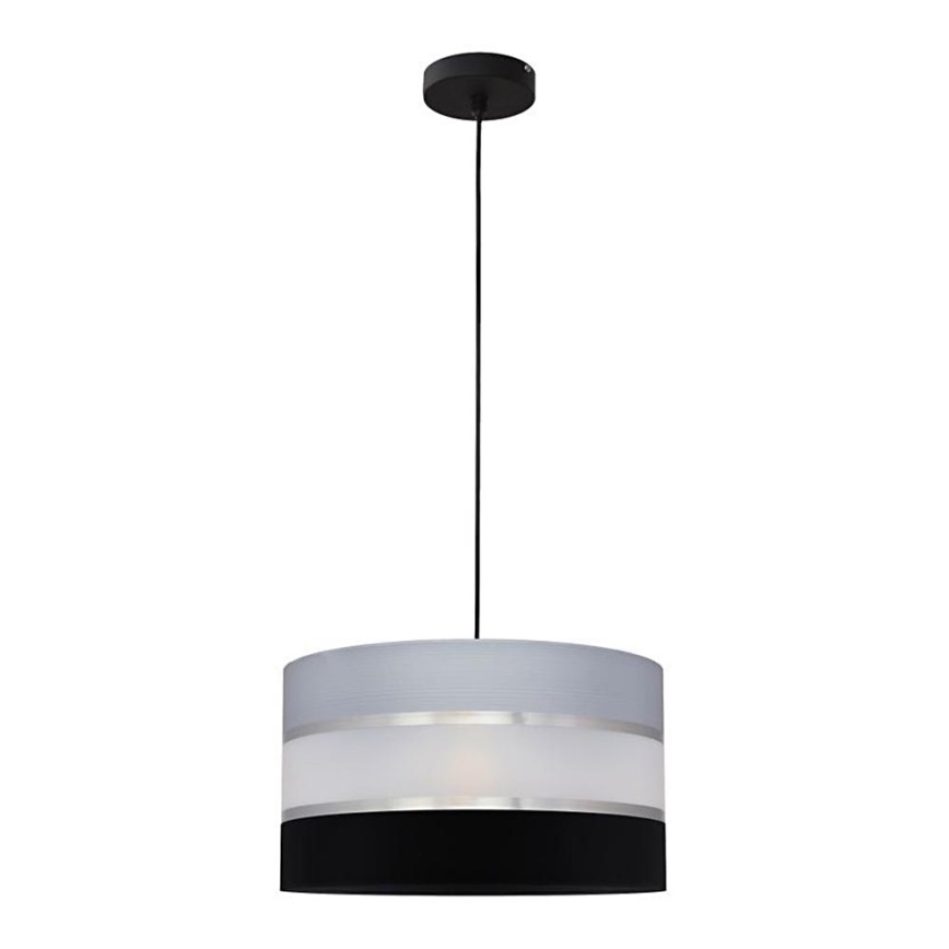 Luster na lanku HELEN 1xE27/15W/230V pr. 35 cm čierna/šedá/strieborná