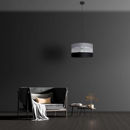 Luster na lanku HELEN 1xE27/15W/230V pr. 35 cm čierna/šedá/strieborná