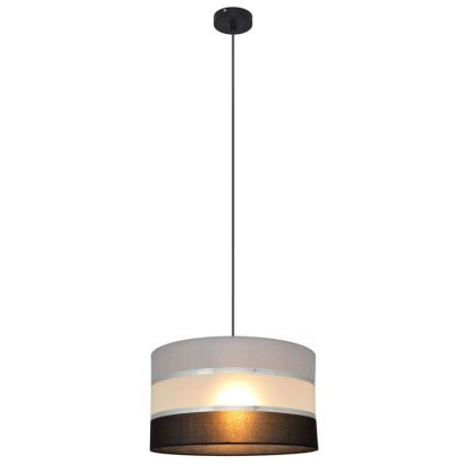 Luster na lanku HELEN 1xE27/15W/230V pr. 35 cm čierna/šedá/strieborná
