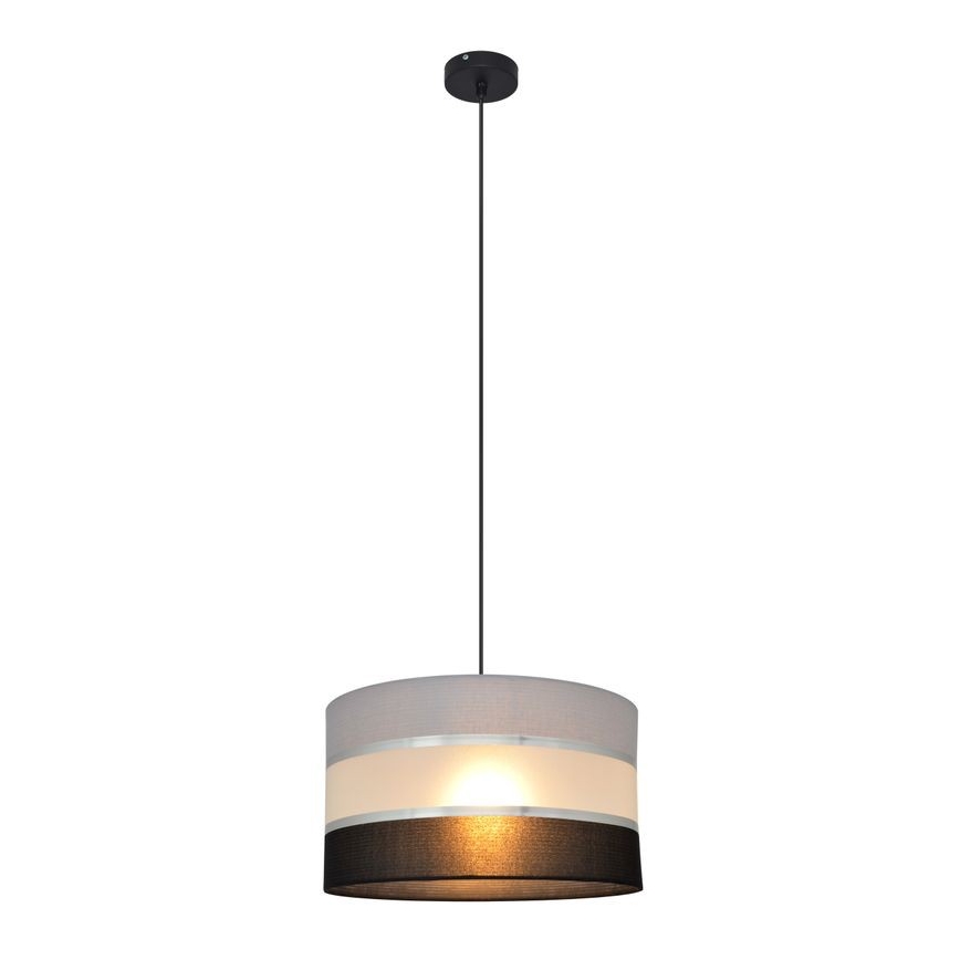 Luster na lanku HELEN 1xE27/15W/230V pr. 35 cm čierna/šedá/strieborná