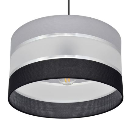 Luster na lanku HELEN 1xE27/15W/230V pr. 35 cm čierna/šedá/strieborná