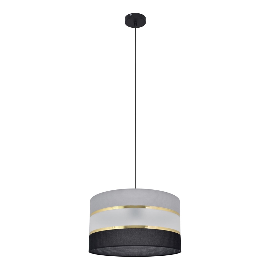 Luster na lanku HELEN 1xE27/15W/230V pr. 35 cm čierna/šedá/zlatá