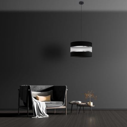 Luster na lanku HELEN 1xE27/15W/230V pr. 35 cm čierna/strieborná