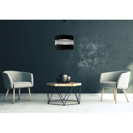 Luster na lanku HELEN 1xE27/15W/230V pr. 35 cm čierna/strieborná