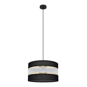 Luster na lanku HELEN 1xE27/15W/230V pr. 35 cm čierna/zlatá