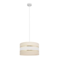 Luster na lanku HELEN 1xE27/15W/230V pr. 35 cm krémová/zlatá