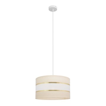 Luster na lanku HELEN 1xE27/15W/230V pr. 35 cm krémová/zlatá
