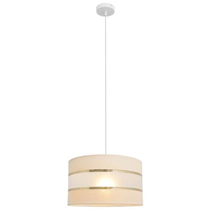 Luster na lanku HELEN 1xE27/15W/230V pr. 35 cm krémová/zlatá