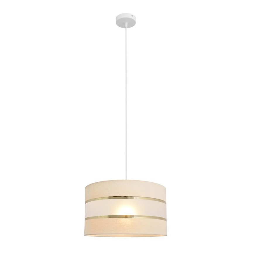 Luster na lanku HELEN 1xE27/15W/230V pr. 35 cm krémová/zlatá