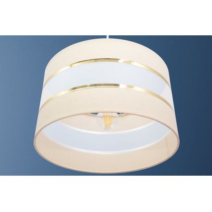 Luster na lanku HELEN 1xE27/15W/230V pr. 35 cm krémová/zlatá