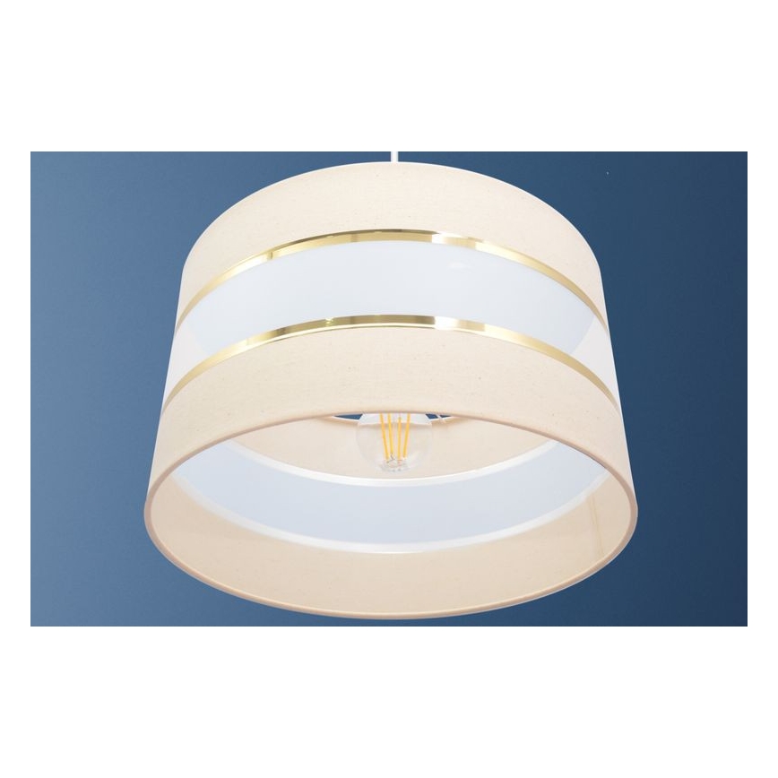 Luster na lanku HELEN 1xE27/15W/230V pr. 35 cm krémová/zlatá