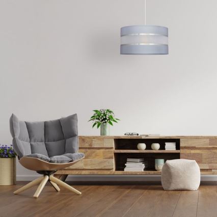 Luster na lanku HELEN 1xE27/15W/230V pr. 35 cm šedá/strieborná
