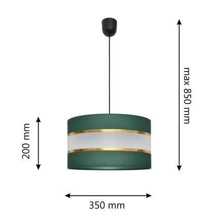 Luster na lanku HELEN 1xE27/15W/230V pr. 35 cm zelená/zlatá