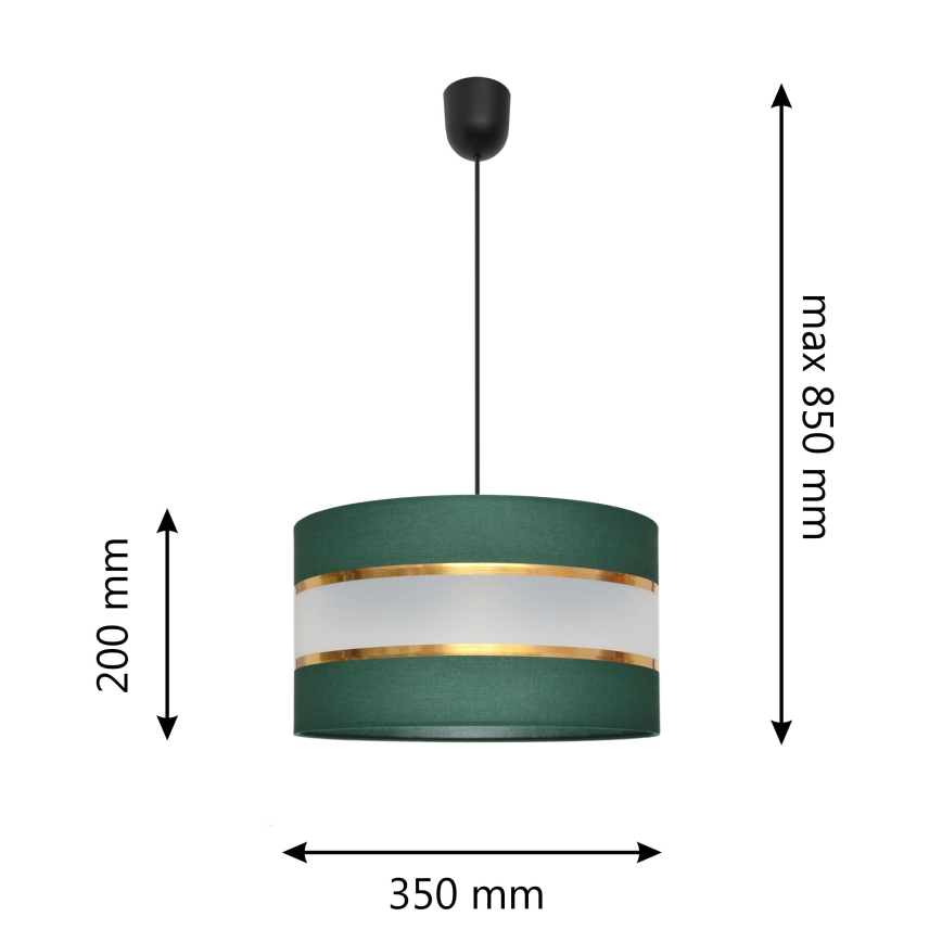 Luster na lanku HELEN 1xE27/15W/230V pr. 35 cm zelená/zlatá