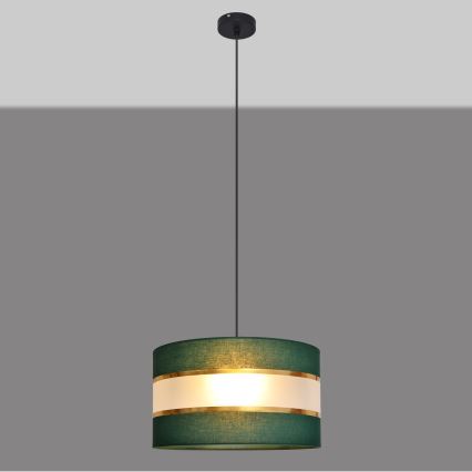 Luster na lanku HELEN 1xE27/15W/230V pr. 35 cm zelená/zlatá