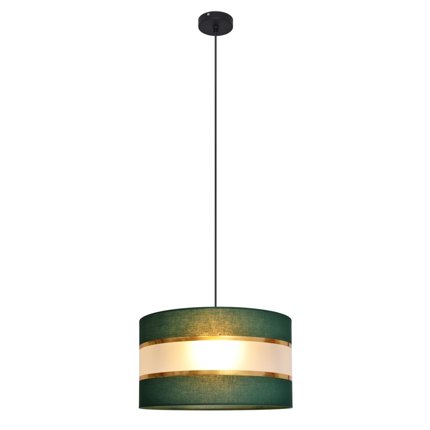 Luster na lanku HELEN 1xE27/15W/230V pr. 35 cm zelená/zlatá