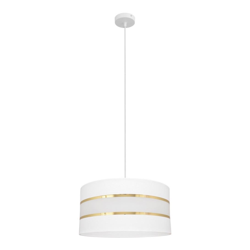 Luster na lanku HELEN 1xE27/15W/230V pr. 40 cm biela/zlatá