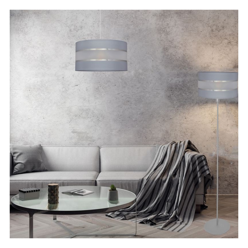 Luster na lanku HELEN 1xE27/15W/230V pr. 40 cm šedá/strieborná
