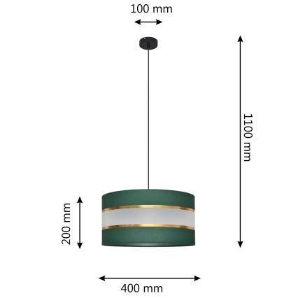 Luster na lanku HELEN 1xE27/15W/230V pr. 40 cm zelená/zlatá