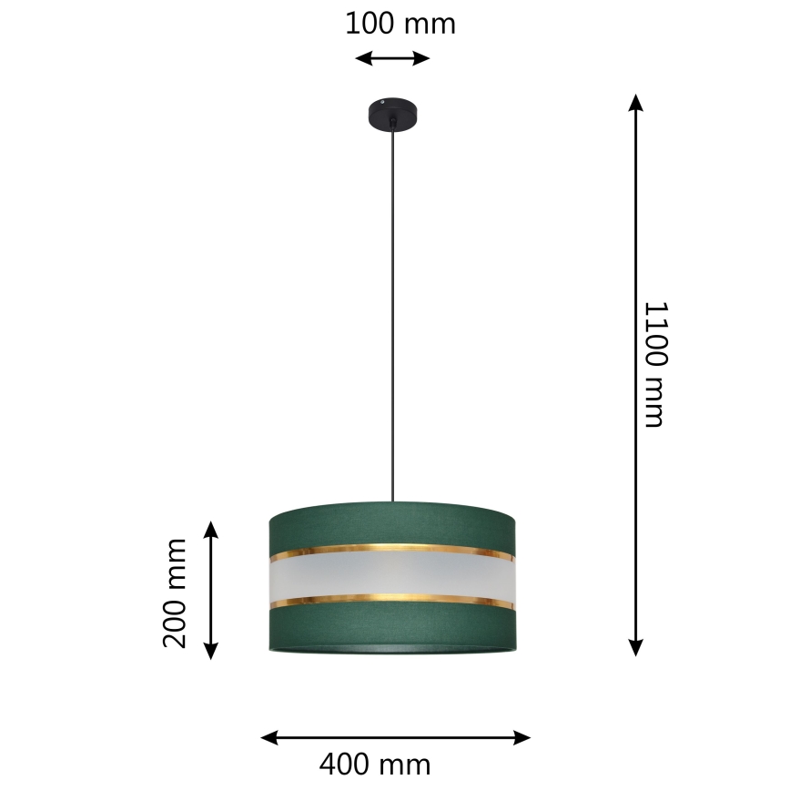 Luster na lanku HELEN 1xE27/15W/230V pr. 40 cm zelená/zlatá