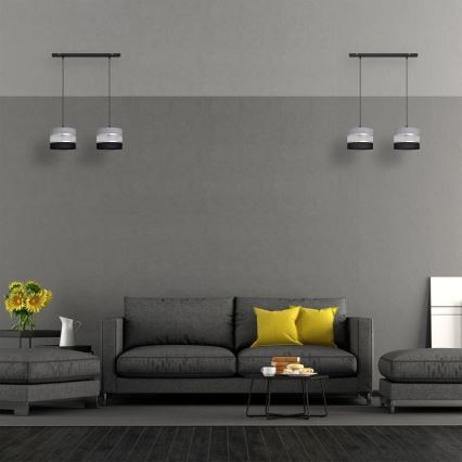 Luster na lanku HELEN 2xE27/15W/230V čierna/šedá/strieborná
