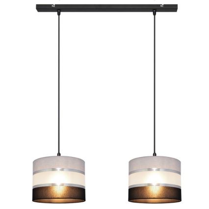 Luster na lanku HELEN 2xE27/15W/230V čierna/šedá/strieborná