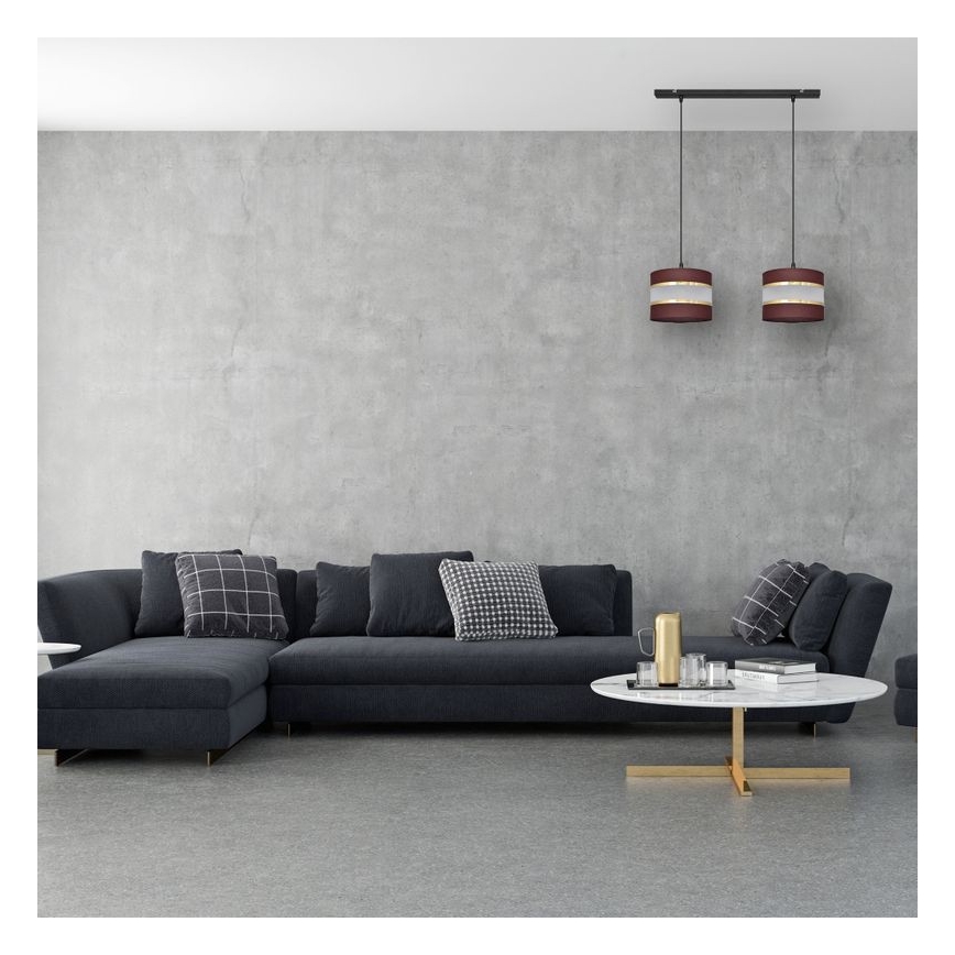 Luster na lanku HELEN 2xE27/15W/230V hnedá/čierna/zlatá