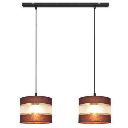 Luster na lanku HELEN 2xE27/15W/230V hnedá/čierna/zlatá