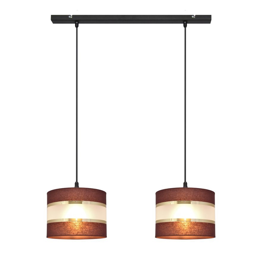 Luster na lanku HELEN 2xE27/15W/230V hnedá/čierna/zlatá