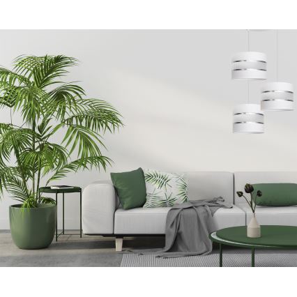 Luster na lanku HELEN 3xE27/15W/230V biela