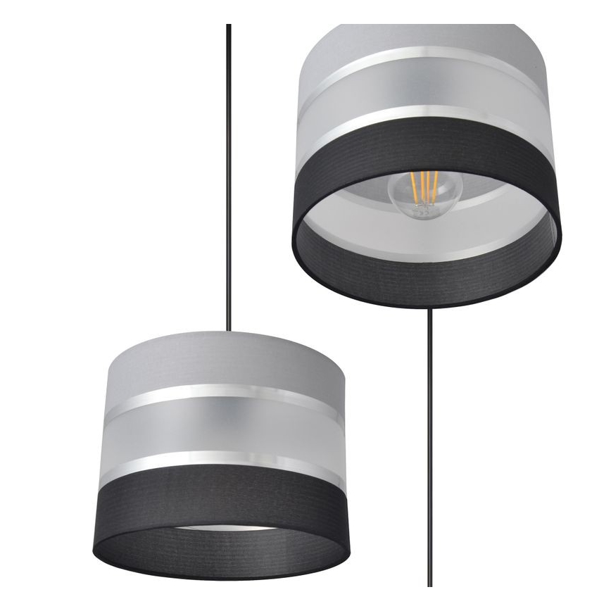Luster na lanku HELEN 3xE27/15W/230V čierna/šedá/strieborná