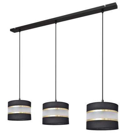 Luster na lanku HELEN 3xE27/15W/230V čierna/zlatá