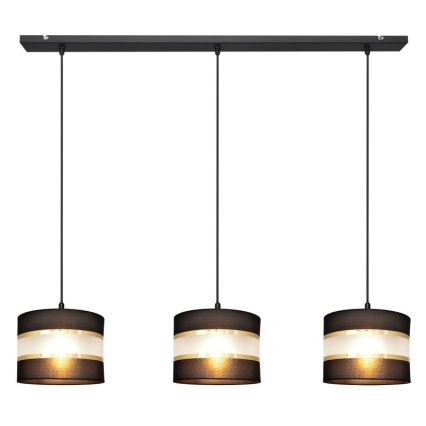 Luster na lanku HELEN 3xE27/15W/230V čierna/zlatá
