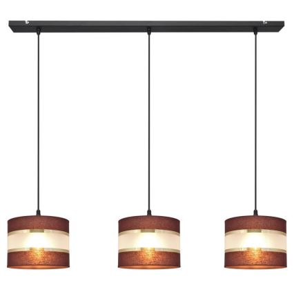 Luster na lanku HELEN 3xE27/15W/230V hnedá/čierna/zlatá
