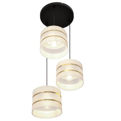 Luster na lanku HELEN 3xE27/15W/230V krémová/čierna/zlatá
