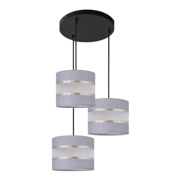 Luster na lanku HELEN 3xE27/15W/230V šedá/čierna