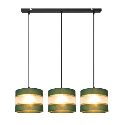 Luster na lanku HELEN 3xE27/15W/230V zelená/zlatá