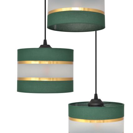 Luster na lanku HELEN 3xE27/15W/230V zelená/zlatá