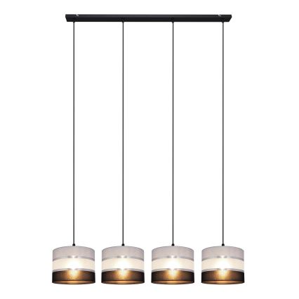 Luster na lanku HELEN 4xE27/15W/230V čierna/šedá/strieborná