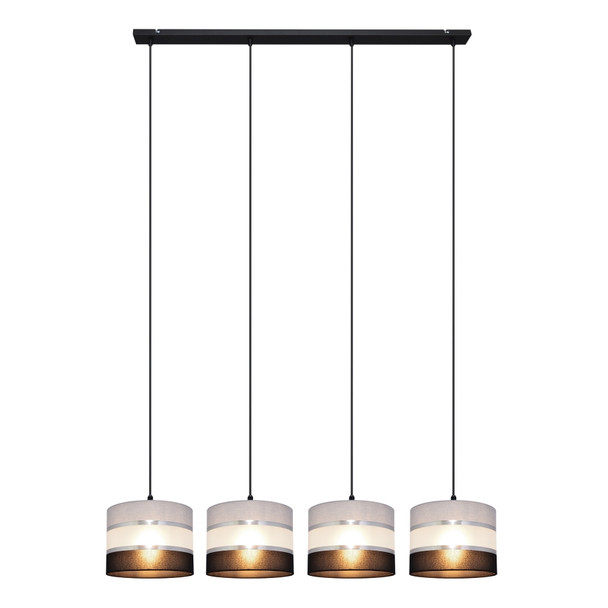 Luster na lanku HELEN 4xE27/15W/230V čierna/šedá/strieborná