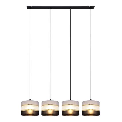Luster na lanku HELEN 4xE27/15W/230V čierna/šedá/zlatá