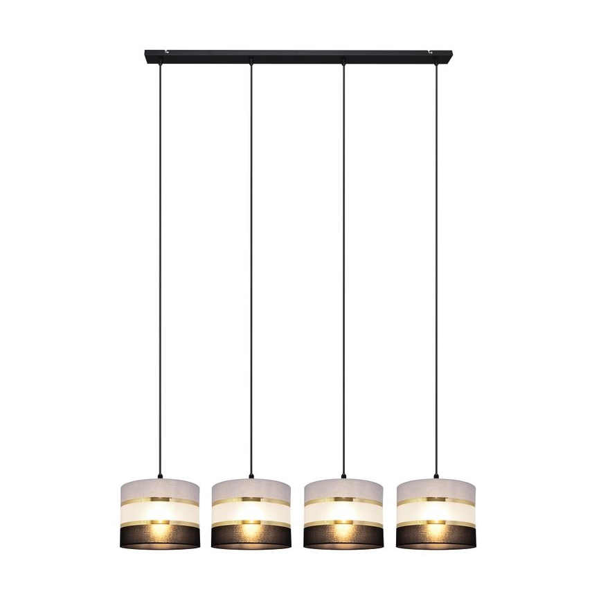 Luster na lanku HELEN 4xE27/15W/230V čierna/šedá/zlatá