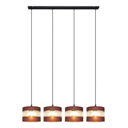 Luster na lanku HELEN 4xE27/15W/230V hnedá/čierna/zlatá
